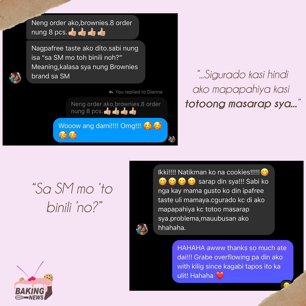 bakingnewsph's tweet photo. It always warms our hearts when we hear such encouraging words from our customers, and we're grateful to know that we're serving happiness through our freshly baked goods. ❤️

#bakingnewsph
#freshoutoftheoven
#crinkles #cookies #brownies #bananaloaf #bakeph #bakemnl #homebaked https://t.co/MA0JQEfjkw