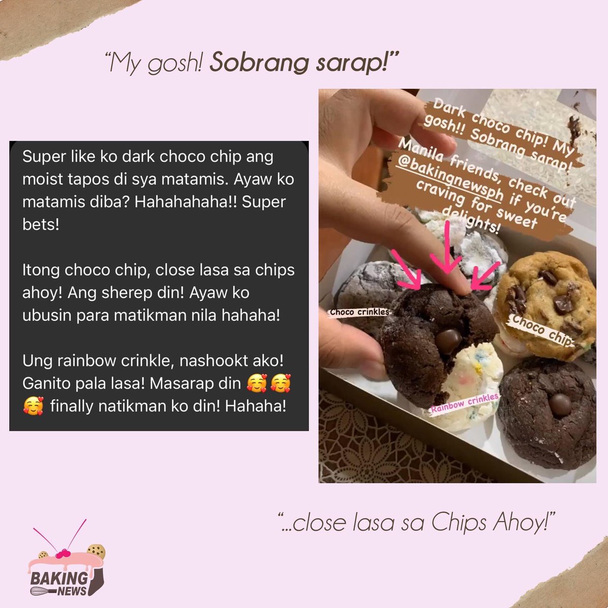 bakingnewsph's tweet photo. It always warms our hearts when we hear such encouraging words from our customers, and we're grateful to know that we're serving happiness through our freshly baked goods. ❤️

#bakingnewsph
#freshoutoftheoven
#crinkles #cookies #brownies #bananaloaf #bakeph #bakemnl #homebaked https://t.co/MA0JQEfjkw