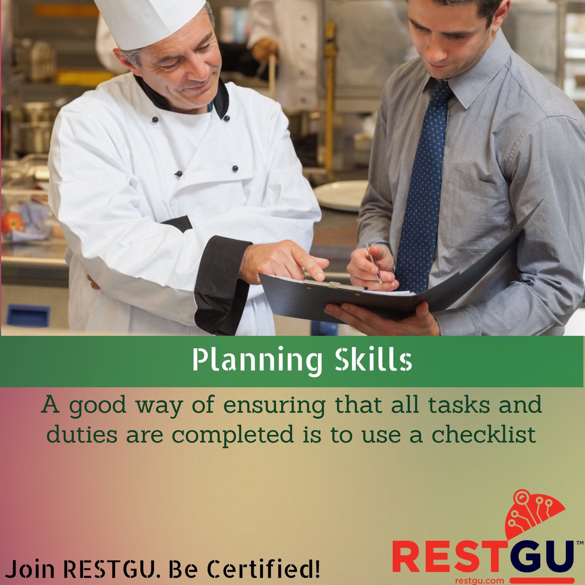 RestguCanada's tweet photo. A good way of ensuring that all tasks and duties are completed is to use a checklist
RESTGU- Online Restaurant Training
#RestguTips
#restaurant #Chefs #culinary #restaurants #chef #hospitality https://t.co/bKHQb5hVyl