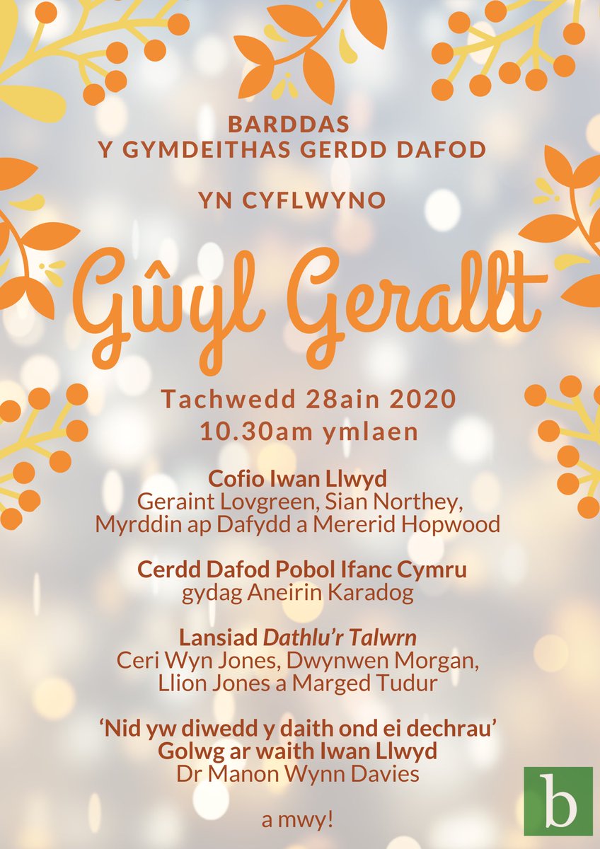 Dyma ni - gwledd! 

#gwylgerallt2020 #beirddbarddas #cofioiwanllwyd #barddoniaethyrifanc #barddoniaethcymraeg #ygynghanedd #cerdddafod #barddas #cerddi #dathlurtalwrn #talwrnybeirdd #cefnogisiopaullyfrau