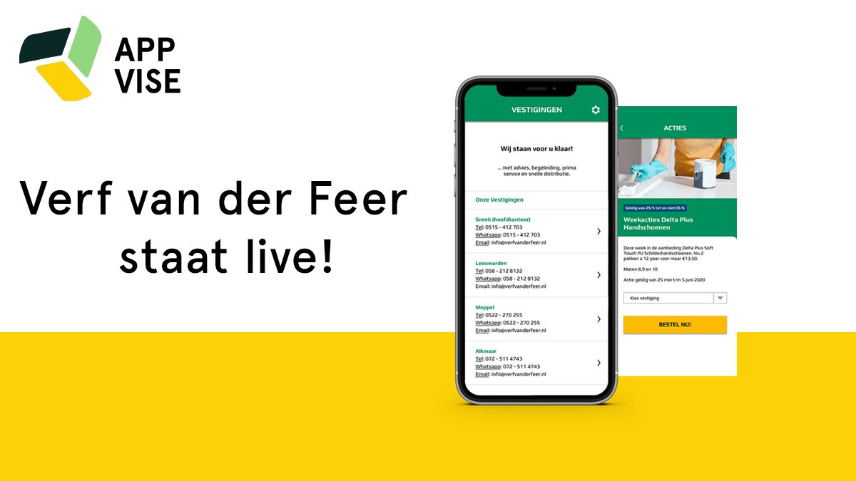 appvisenl's tweet photo. 🎨🖌️ De verf van der Feer app staat live!! 🙌 

Download de app gratis in de App- en Play Store en bekijk de case in ons portfolio ➡️ https://t.co/hUYtG4DjBw

#nieuw #app #verfhandel #verf #applicatie #appmaken #appontwikkelaar #appdevelopment #AppStore #PlayStore #iOS #Android https://t.co/yZDjWHuBTv
