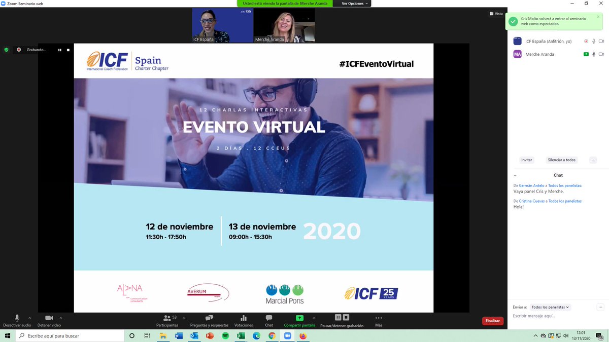 amvca3's tweet photo. Para Liderar: @ICFEspana: 'En el ecuador de la 2ª jornada #ICFEventoVirtual turno ahora para @Merchearanda (MCC) e introducida en este momento por @crismolto past president @ICFEspana. Parar y ser canalizadores de espac… https://t.co/B1nahXSKZ9, see more https://t.co/XUTsdDQezI