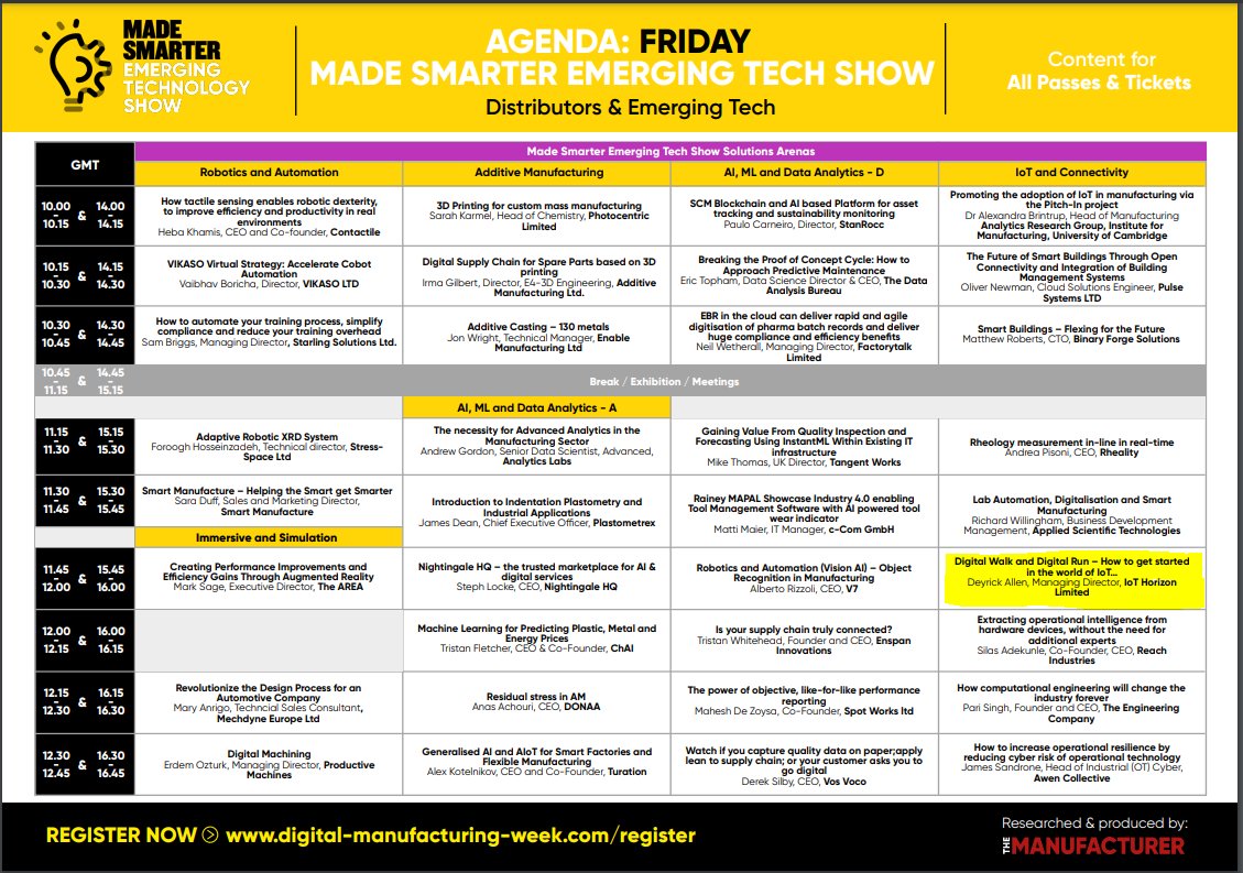 IoT_Horizon's tweet image. Our Managing Director, Deyrick Allen, has a speaking slot at 11:45am today on &quot;Digital Walk and Digital Run - how to get started with IoT&quot; 💡

Don&apos;t miss out, sign up to register here - zcu.io/n8ix 

#DigiMfgWeek #EmergingTechShow #UKManufacturing