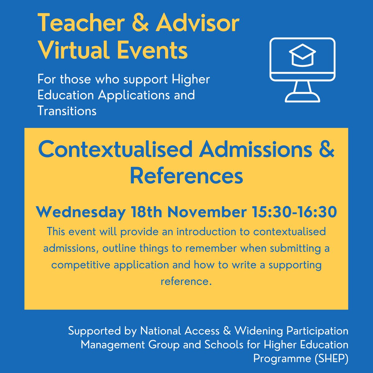 ASPIRENGramp's tweet photo. Are you a teacher or advisor who writes references for Higher Education applications?  

Come along to this live webinar to get some tips on writing a supporting reference.  Click to join the event https://t.co/JFUE57h1OL or add to your calendar https://t.co/JIqCAsBI2w https://t.co/8jdC9VIX3v