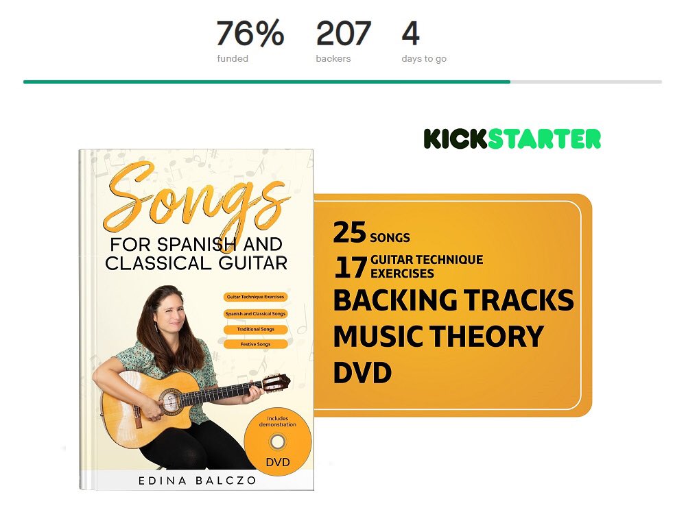 EdinaBalczo's tweet photo. Only 4 days left from my #kickstarter campaign. It is all or nothing, will you help me succeed? And in return you get an awesome songbook! https://t.co/8lCsU92UT4 #guitar https://t.co/preHhzcnyF