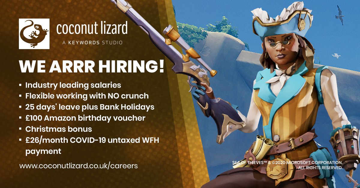 CoconutLizard's tweet photo. We're hiring for several positions.

This month, on top of our usual great benefits, we added a £26 per month COVID-19 WFH payment. We also sent every team member a £75 Just Eat voucher - because we love each and every one of them.

https://t.co/tkGpAgylwp

#AreYouLizardEnough? https://t.co/jVqkzOdDCP