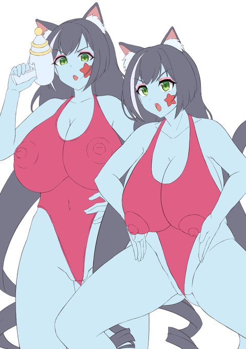 skeb進捗。プリコネのキャルの青肌ハイグレ洗脳途中絵 