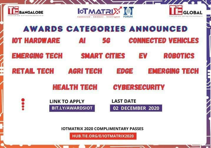 joyrajan's tweet image. #IoTMatrix Annual Startup Awards APPLY if startup regd in India, age&amp;lt;7 Yrs &amp;amp; Areas IoT Hardware, Medtech, AI, 5G, Emerging Tech, Retail Tech, Smart Cities, EV, Connected Vehicles, Robotics, Health-tech, Agri Tech, Edge, Cybersec #raiseiotquotient bit.ly/awardsiot
