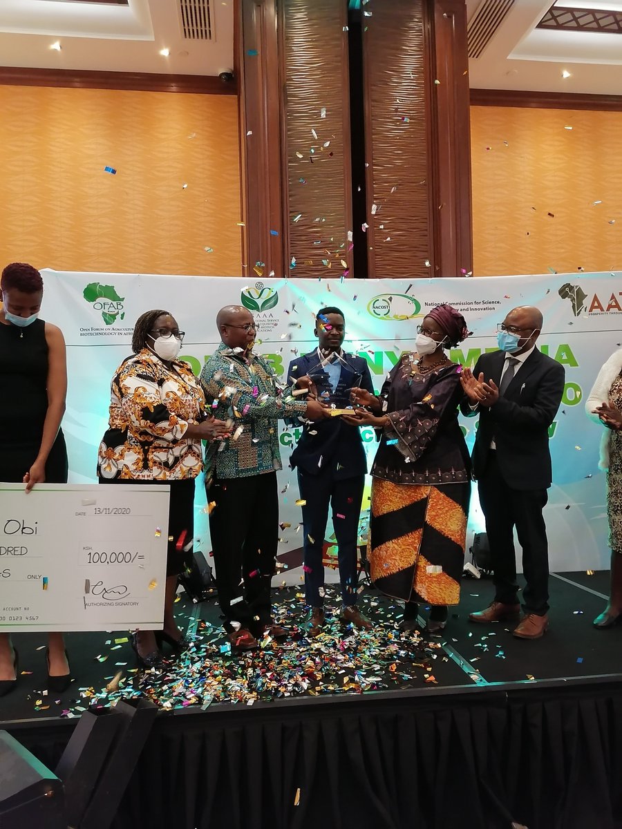 KiberuJimmy's tweet photo. Was pleased to be part of the @OFABKenya Media Gala Awards 2020 this afternoon at @SerenaNairobi recognising Best Agricultural Science Journalism &Ag scientific innovations #MakingScienceWork. Congratulations to the winners and organisers @aatfafrica @isaaa_org @nacosti @mkarembu https://t.co/XD4N7It0p1