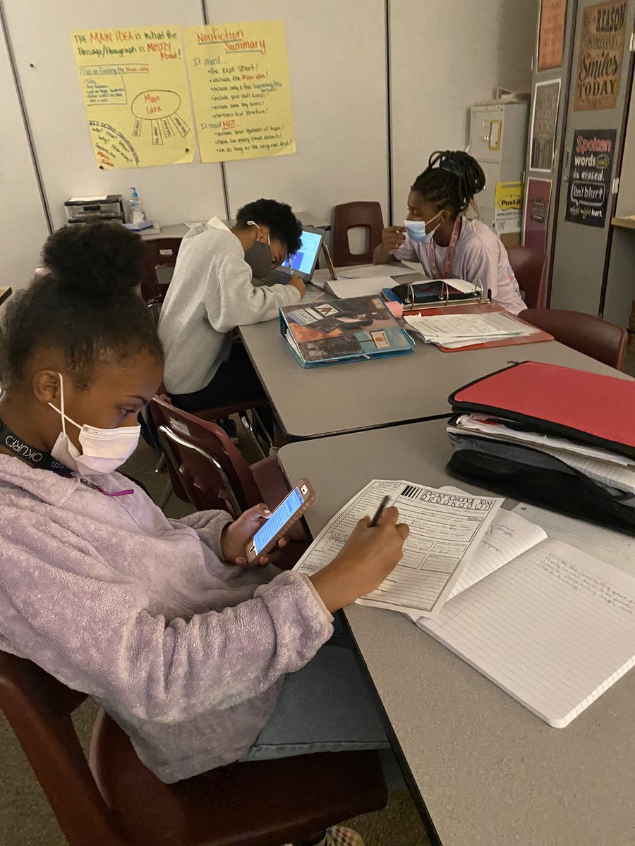 AlainaTayl0r's tweet photo. Working hard this Friday! Practicing how to pull out important information from a self selected nonfiction article! 🧐 📚 🖊 @HumbleISD_TMS @tms_stem #STEMeducation #globalcitizen #TMScriticalthinkers #PantherPride https://t.co/ClQqxQJKPU