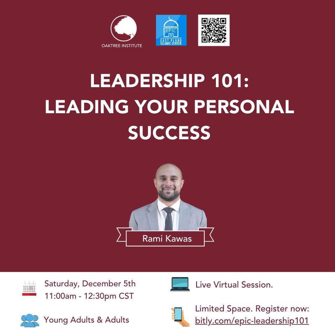 OTInstitute's tweet image. We are excited to collaborate with @epicmasjid to bring you this exciting webinar with @RamiKawas 

Sign up here: bitly.com/epic-leadershi…
