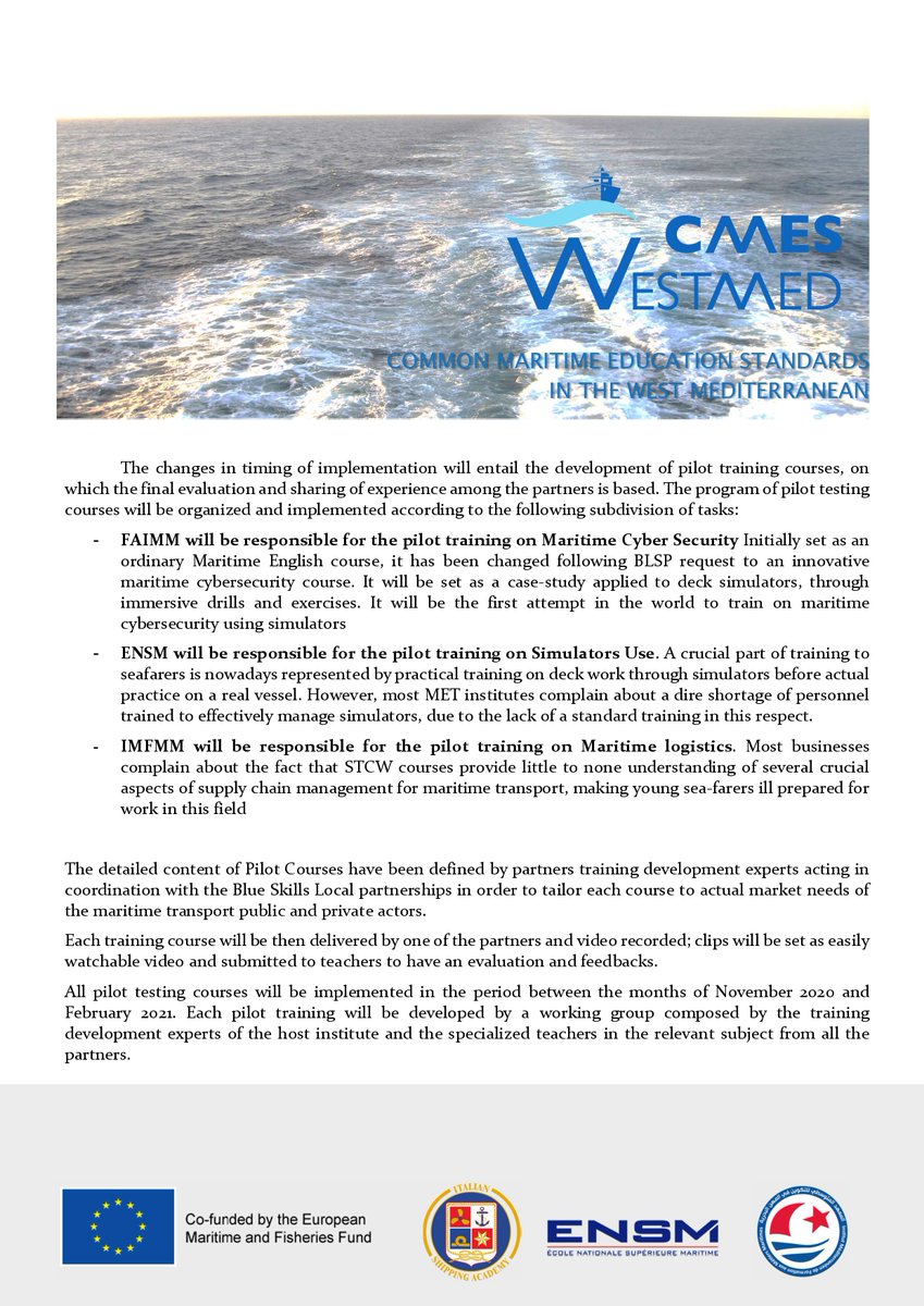 CWestmed's tweet photo. November 2020 @CWestmed #Newsletter #4 on training
@FondazioneAIMM @ENSM #IMFMM @EU_MARE https://t.co/D0hw0kobvD