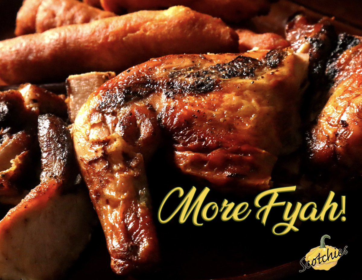 Scotchiesjm's tweet photo. TGIF! We’re open from 11am - 8pm @ all locations! Start the weekend with good vibes and jerk. #FawudFiDiJerk #MoreFyah! 🔥🔥 https://t.co/e5sdnstWPD