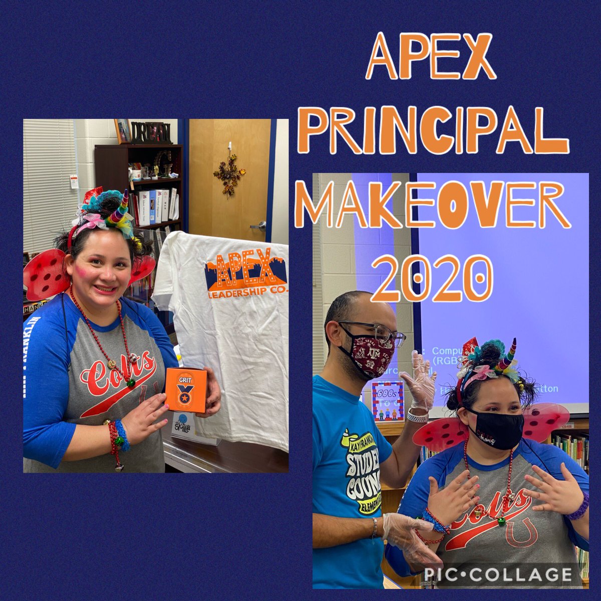 Thank to our families, teachers&amp; PTA Staff for helping our APEX Fundraiser be a success this year!Here is the final product for our Principal MakeOver!Thank you Ms. Diaz &amp; Mrs. Herrera’s classes for being the Top Classes with the most overall pledges. <a href="/roxydiaz3/">Roxanna</a> <a href="/bridgitsherrera/">Bridgit Herrera</a>