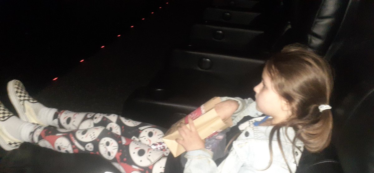 bourbon_the's tweet photo. @jason_blum My little girl and I are at the theater right meow. Movie starts in one minute. She is so excited with her little Friday the 13th leggings LOL https://t.co/3AbuendKmP