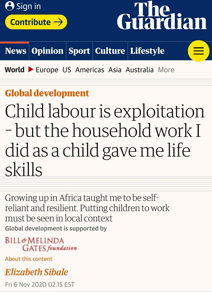 Cool cool cool Bill and Melinda Gates funding an article trying to use "cultural competence" to set the stage for African child labor....in a colonizer publication.