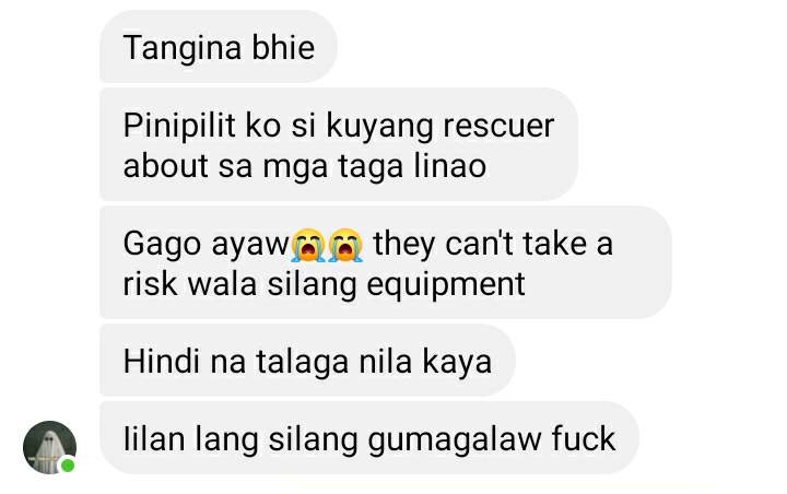 khxyxx_'s tweet photo. y'all, my friend was calling those stranded families sa linao/cagayan,, the only thing she can do is to call the rescuers pero based on her,, the rescuers can't take risk bcs they didn't have enough equipments to rescue some stranded ppl. #CagayanNeedsHelp https://t.co/BtmKZ0Ds2s