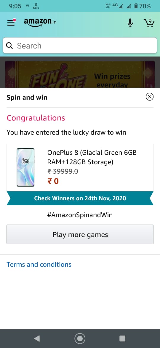 SOHAMDASBISWAS1's tweet image. #AmazonSpinandWin

I WIN OnePlus 8 (Glacial green 6GB RAM+128GB Storage)