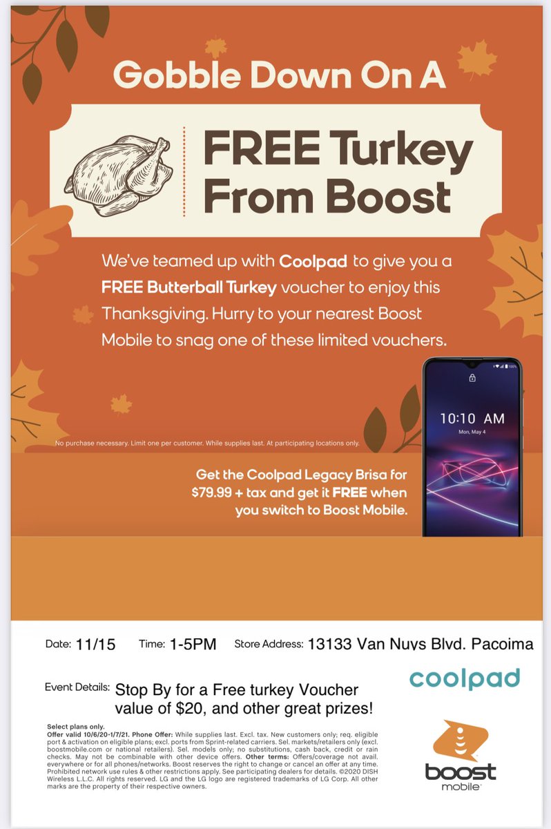 Visit us this Saturday! Free 🦃 plus many more cool deals 🤑 13133 Van Nuys Blvd. Pacoima ca 91331