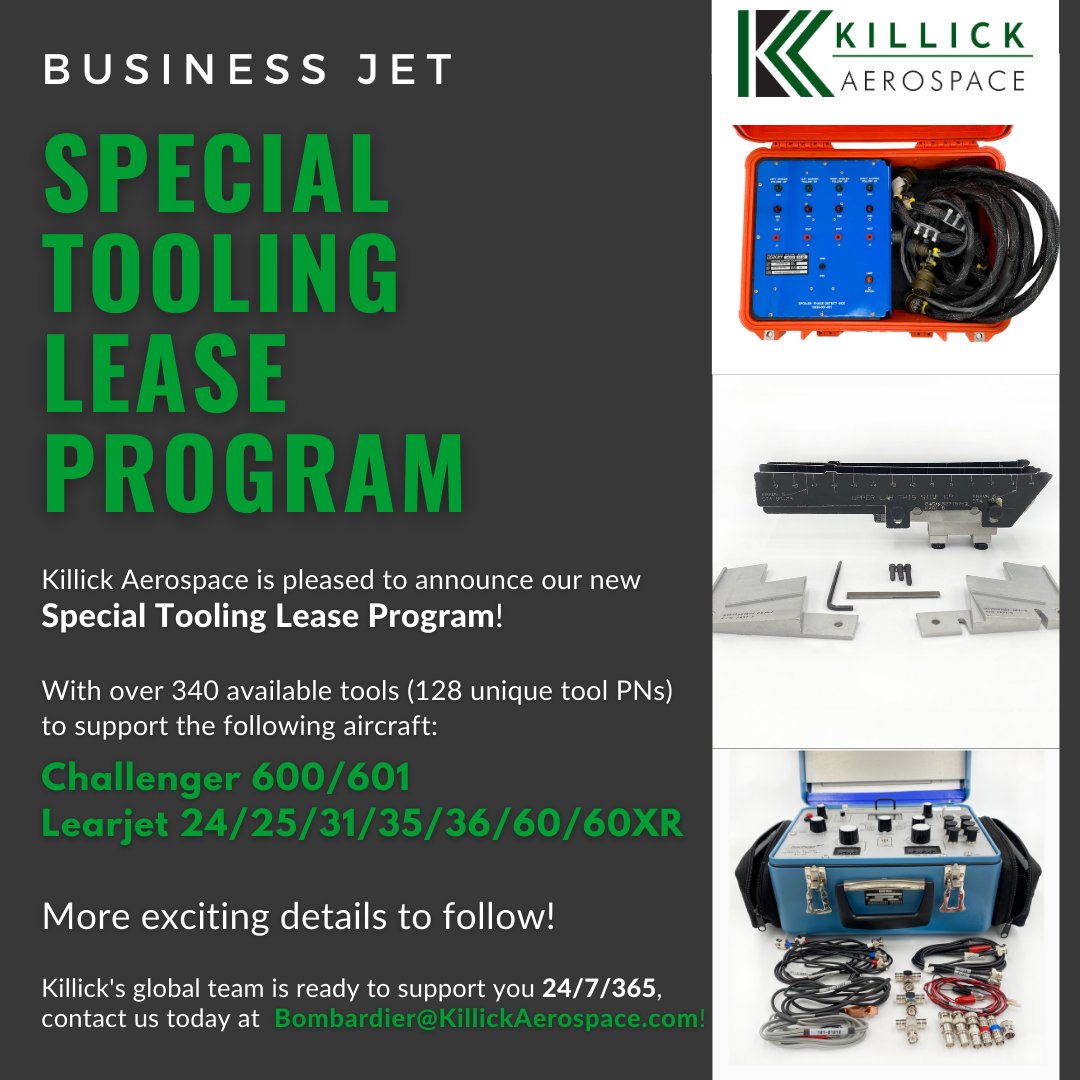 KillickAero's tweet photo. NEW PROGRAM at Killick!!
With over 340 available tools (128 unique tool PNs), contact our team today for your #SpecialTooling. Bombardier@KillickAerospace.com
#KillickAerospace #bizav #aviation #aerospace #AircraftParts #avgeek #AOG https://t.co/t1pemsOu9t
