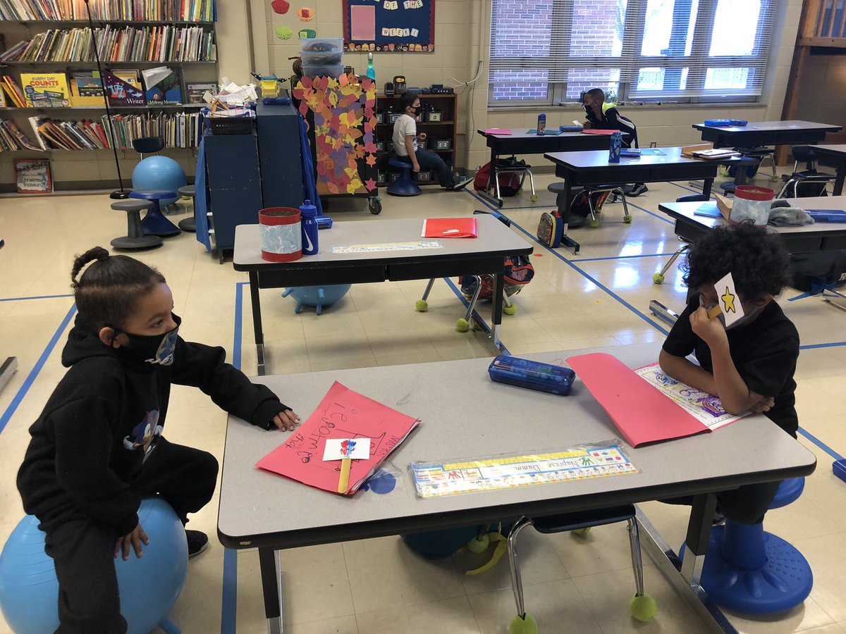 Socially distant peer conferences are happening now. These Kindergartners are learning so much! <a href="/amandab1806/">Amanda</a>
