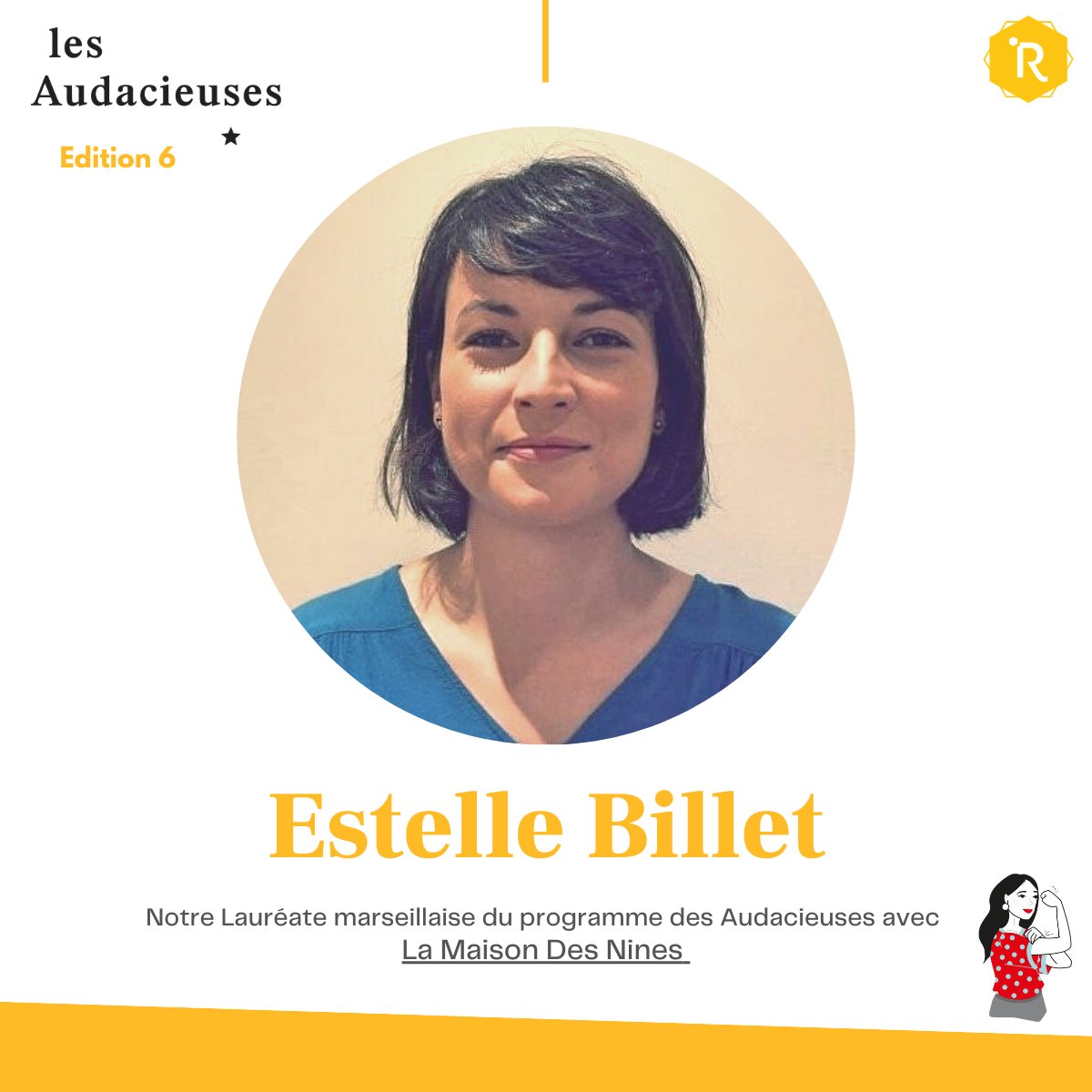 [Les Audacieuses - édition 6]

Estelle Billet, représentant le projet marseillais La Maison des Nines est l'une des lauréates du programme des #Audacieuses💪

Félicitations aux porteurs de projets 
<a href="/LaRuche78/">La Ruche Saint-Germain-en-Laye</a> <a href="/LaRucheDev/">La Ruche Développement</a> <a href="/RucheStNazaire/">𝐿𝑎𝑅𝑢𝑐ℎ𝑒® 𝑆𝑎𝑖𝑛𝑡-𝑁𝑎𝑧𝑎𝑖𝑟𝑒</a> <a href="/RucheParis/">La Ruche</a>  <a href="/RucheBordeaux/">La Ruche Bordeaux</a>  <a href="/RucheMontpel/">La Ruche Montpellier</a>