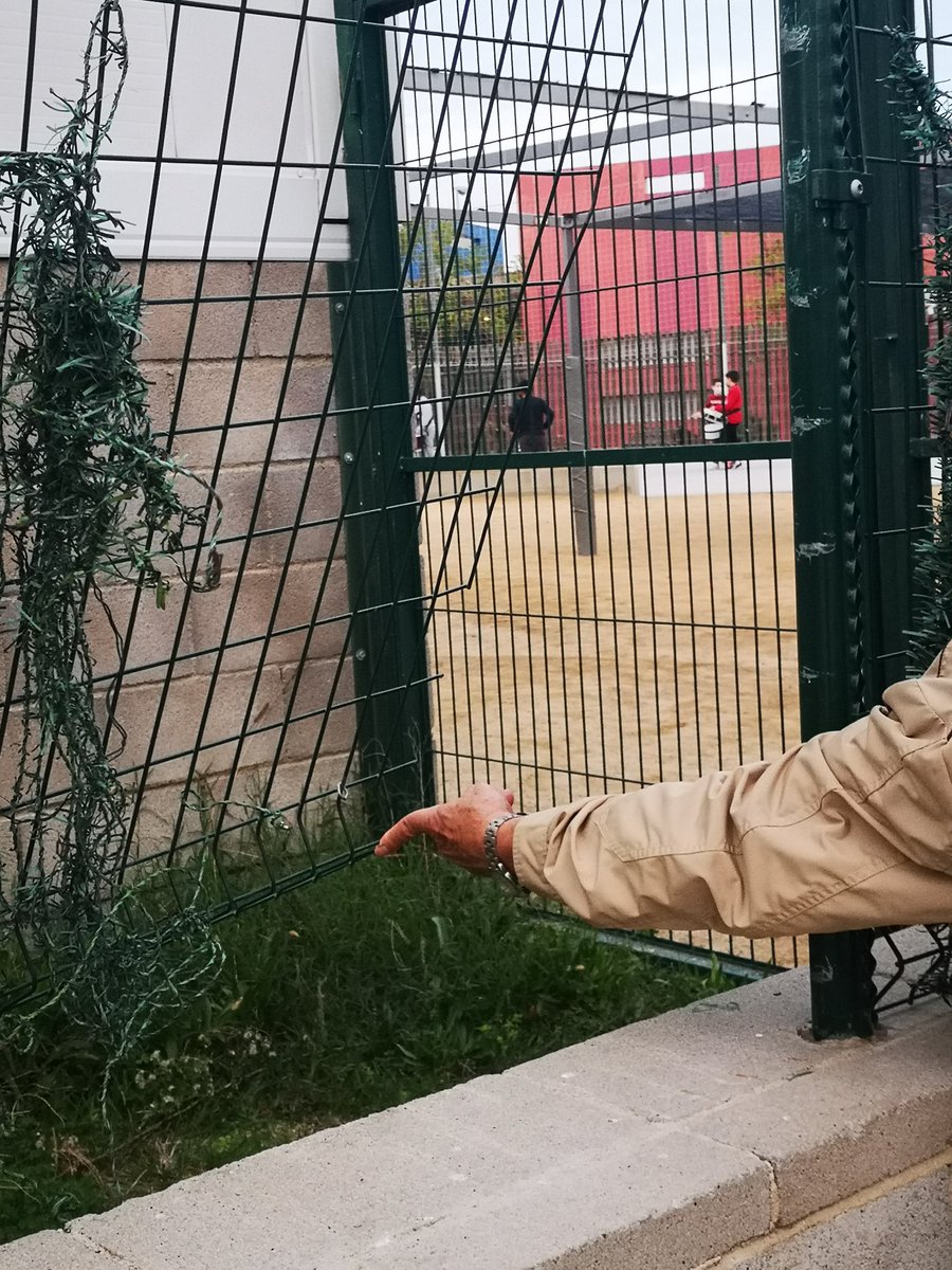 AnaitxClem's tweet photo. . @AjBadalona @Albiol_XG Aquest ès el lamentable estat de part de la valla perimetral de @Escolamontigala. D'altra banda segueix exactament igual el perímetre de les pistes de bàsquet adjuntes que vaig "denunciar" fa més d'un mes. https://t.co/0u9P2Zv2z6