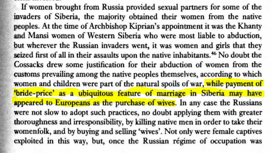 Since most Russians going east were men this led to problems. Like in the English colonies the Russians sent over mail-brides. Russians would sometimes purchase wives from the natives.
