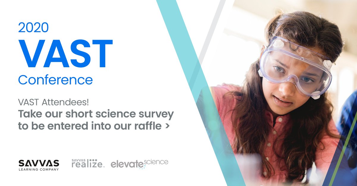 SavvasLearning's tweet photo. VAST conference attendees! Take our short K-12 science survey to be entered into our raffle! https://t.co/cN8oXrHm4Z @VaSciTeachers #TheScienceofDoing #VAScience #2020vastpdi https://t.co/qEv0l8O9Re