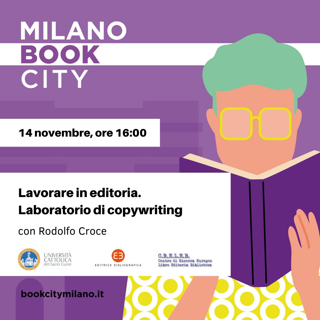 Lavorare in Editoria per <a href="/BOOKCITYMILANO/">BookCity Milano</a> sabato 14/11 📣 Data l'elevata richiesta di partecipazione agli eventi vi informiamo che entrambi gli appuntamenti saranno trasmessi #indiretta anche sulla pagina Facebook di <a href="/EBibliografica/">Bibliografica</a> e sulla nostra #Master in #Editoria <a href="/Unicatt/">Università Cattolica</a> 📚
