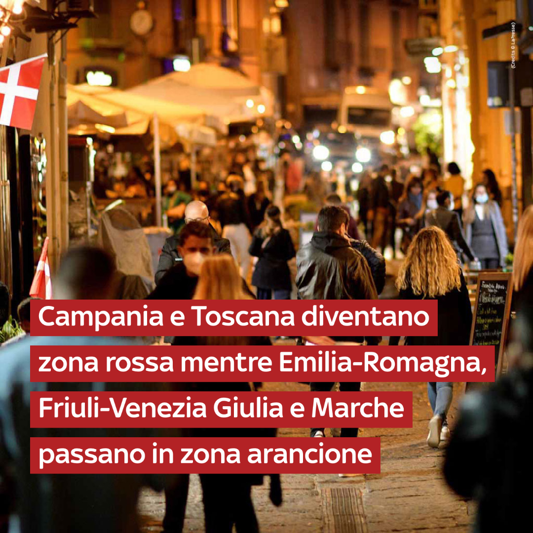 Il ministro della Salute #Speranza firmerà in serata una nuova ordinanza, che entrerà in vigore da domenica 15 novembre: passano in area rossa Campania e Toscana e in area arancione Emilia-Romagna, Friuli-Venezia Giulia e Marche sky.tg/jnRjb