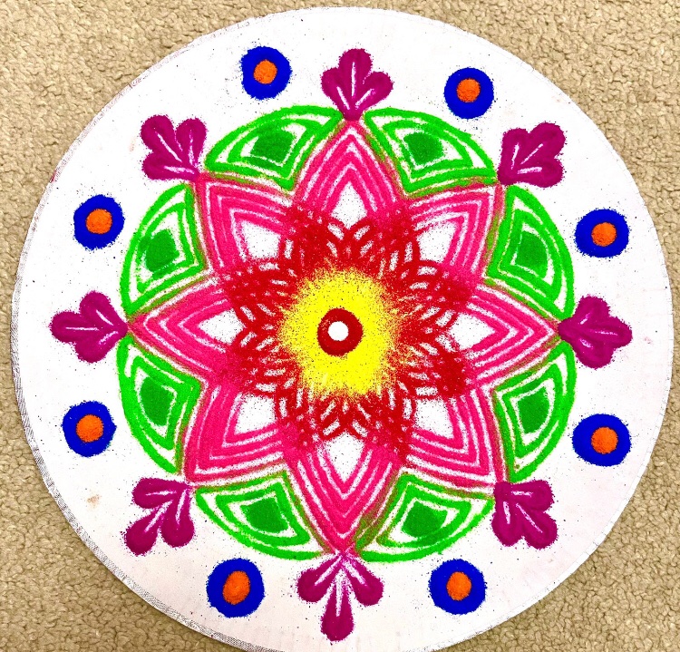 L_CMiss's tweet photo. My TA shared some beautiful rangoli that she has done and the class were inspired. Diwali won’t be the same this year but we can still share the festival #rangoli #dieai #eyfs #hinduism https://t.co/a1Dh0vbHxo