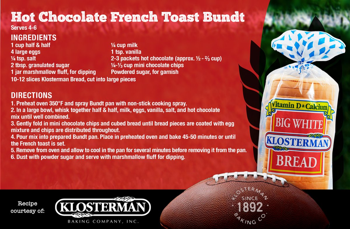 GoBEARCATS's tweet photo. A @GoBearcatsFB victory is pretty sweet — but this Hot Chocolate French Toast Bundt is even sweeter! Serve it up at your next at-home tailgate to delight all of your hungry fans. #KlostermanBread #Bearcats #tailgating #recipes https://t.co/IdoEqd3r1u