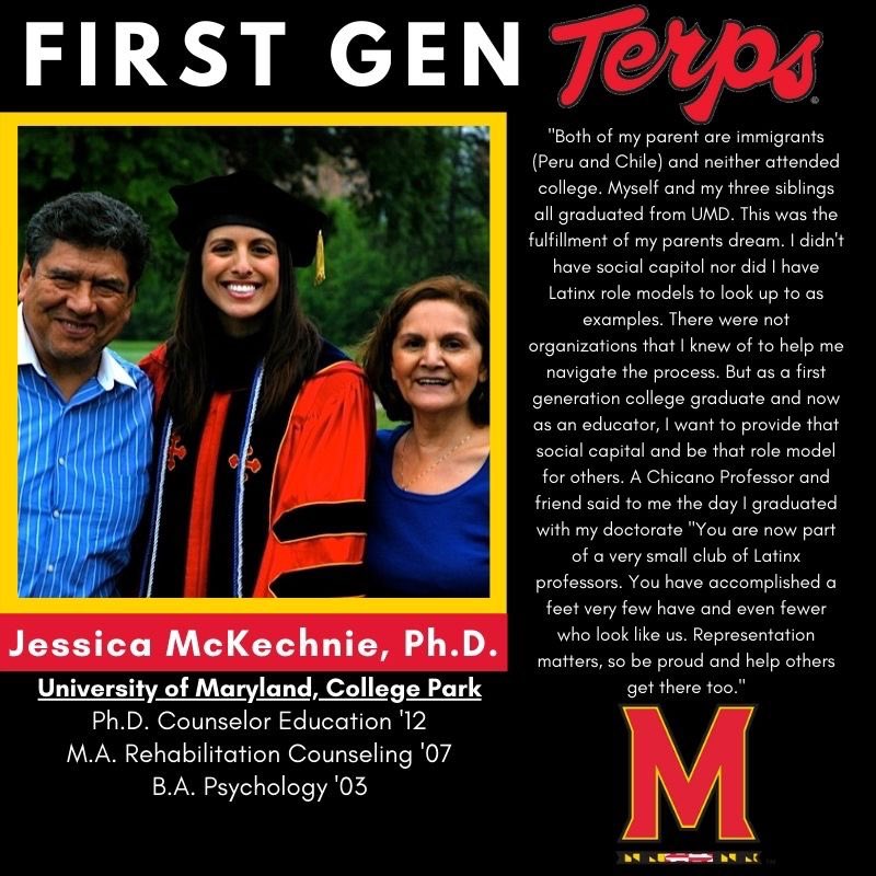 CHSEUMARYLAND's tweet image. We are proud to showcase one of our faculty, Dr. Jessica McKechnie—a Clinical Assistant Professor for the School Counseling Program. We’re so lucky she is a part of our community! Thank you so much for all you do, Dr. McKechnie, we couldn’t do it without you! 🎊 #firstgenterps