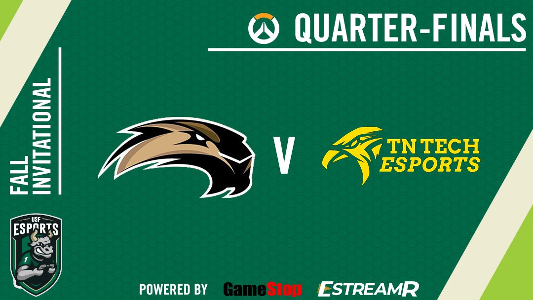 USF_Esports's tweet photo. The first Quarterfinal is @siueesports v. @TNTechEsports. Vote for your school on @GetTopvote: https://t.co/WUrfwJAEKG

The 3pm EST stream can be found on @EstreamR: https://t.co/av7yjLYz4I https://t.co/hfNPfOpYE7