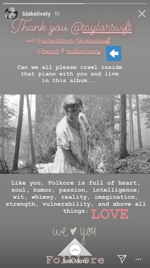 blake lively is the only celebrity (besides aaron dessner) who's tagged or even acknowledged william bowery