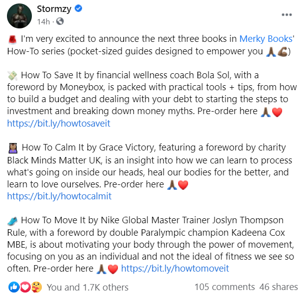BLM_Agency's tweet photo. Would you take a look at this! The one and only #Stormzy who oversees @MerkyBooks, shared @Bola_Sol's amazing news on Facebook to his 1 MILLION followers yesterday!
Make sure you catch up on the story here: https://t.co/VOphI71993
@LaurieEmTweets | #HowToSaveIt https://t.co/YqRYDGFPSb