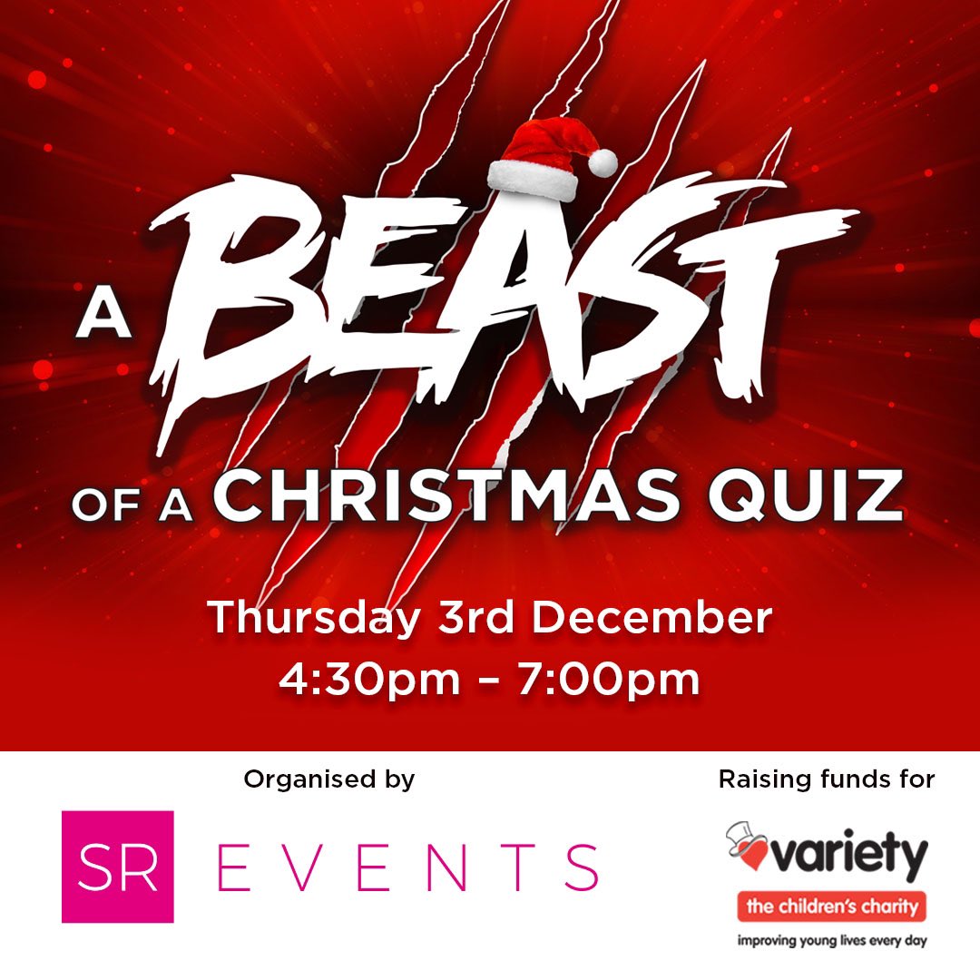 Join us for a Beast of a Christmas Quiz 👉🏼 webinars.srevents.co.uk/webinars/sr/a-…

#beast #beastmode #beastquiz #thebeast #quizbeast #charity #variety #christmas #christmasquiz #christmasquiz #marklabbett #johninverdale #martinbayfield