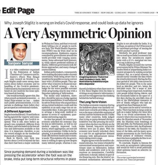Sanjeev Sanyal Here Is A Short Article That I Had Published A Few Weeks Ago In Response To Prof Stiglitz S Comments About India S Response Strategy It Explains The Context T Co 31zyarqyws