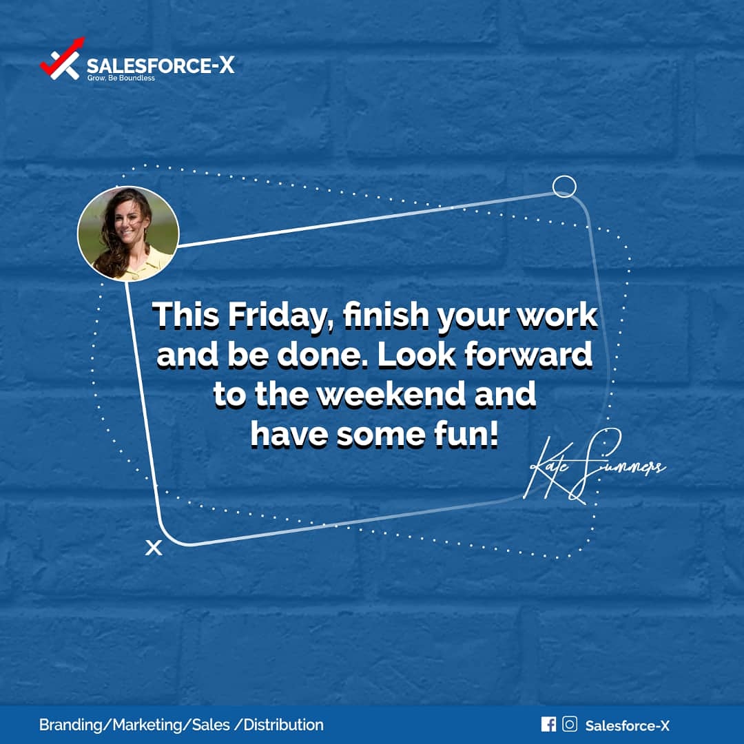 SalesPlat's tweet photo. This Friday, finish your work and be done. Look forward to the weekend and have some fun!โ โKate Summers
TGIF... Enjoy it!!!
#TGIF #Fridayvibes #Fridaytips #fridayquotes #weekend #weekendishere #weekendquote #fridaywords #business&leisure #businessweekend #weekendsunshine https://t.co/XLKZdFutPs