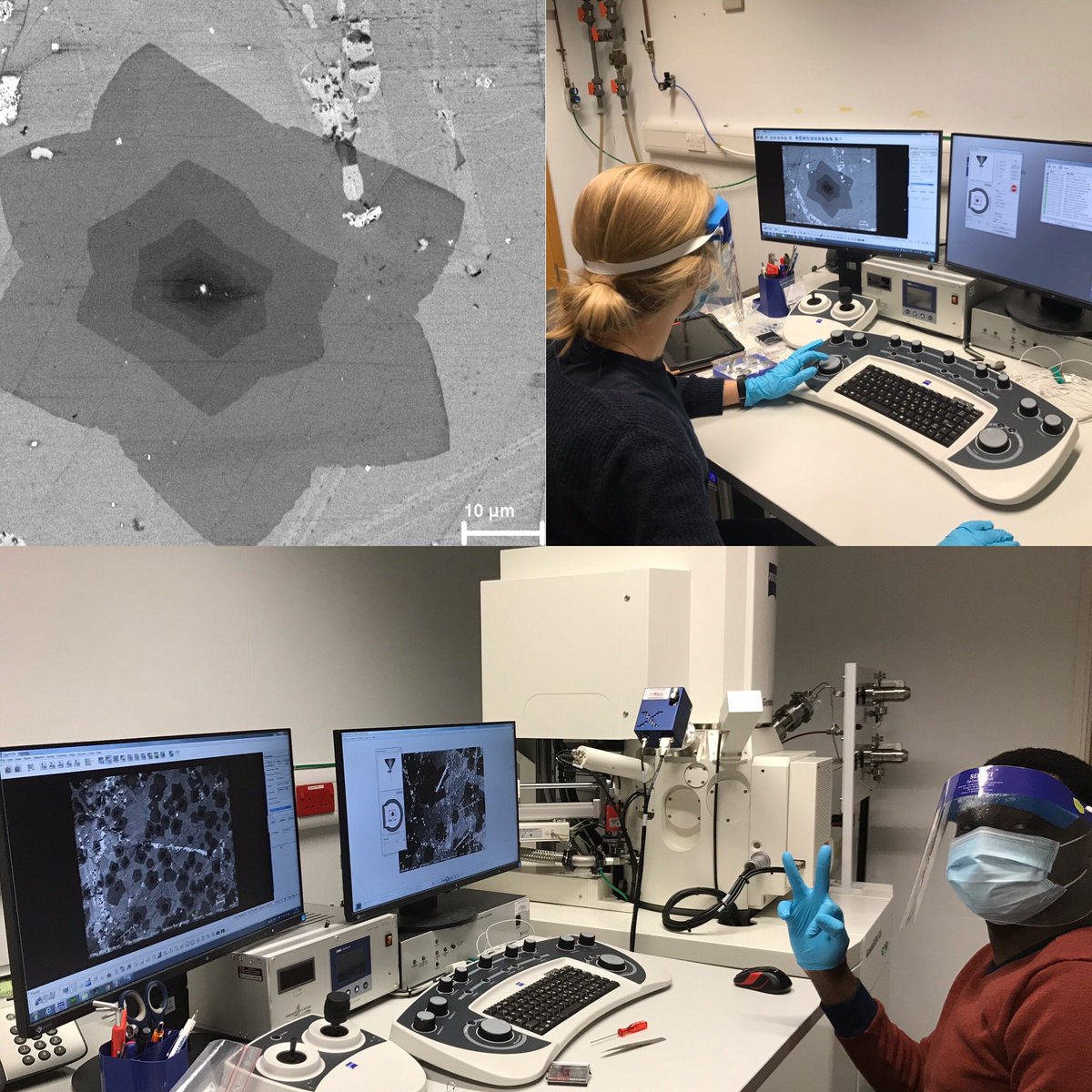 c2020 are still keeping busy with all things nano. Here they are with <a href="/AliceDearle/">Alice Dearle</a>, <a href="/TheHofmannGroup/">TheHofmannGroup</a>, learning about 2D materials and CVD. In her first SEM session, Anna was able to optimise parameters to allow us to visualise 4+ layers of this strikingly shaped graphene🌟