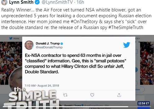 Sbengler's tweet photo. @TODAYshow @kwelkernbc Please ask @JoeBiden to #PardonReality #Whistleblower &amp; POW of #TrumpPutin’s attack on our democracy. https://t.co/d8IN3qA2b2 USAF veteran #RealityWinner sent proof of Russian hacking &amp; meddling in 2016 elections to @theintercept Trump KNOWS tweeted her 63 month sentence "UNFAIR" https://t.co/wCTyMKLFMh