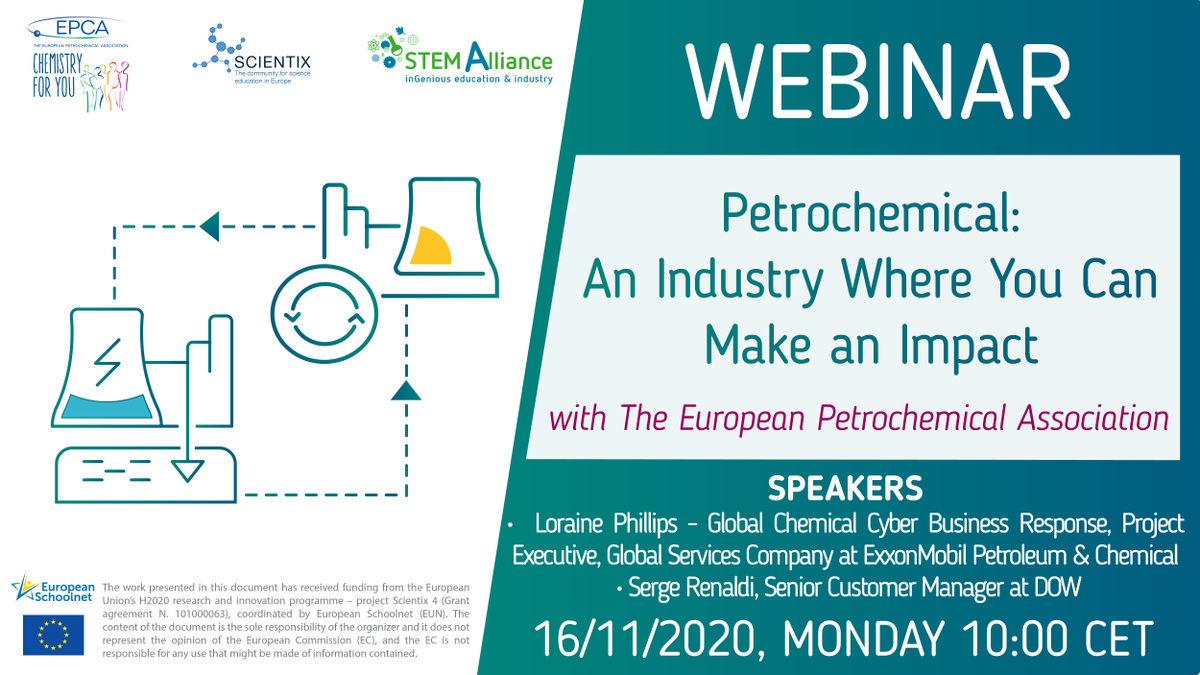 eu_schoolnet's tweet photo. Loraine Phillips & Serge Renaldi are STEM-trained professionals who will join @stemalliance_eu #webinar with @EPCAnetwork & talk about their #STEM careers, identifying the unique opportunities that the petrochemical industry offered them.
Register now: https://t.co/smzAJoMeZj https://t.co/VIGEYcOw8R