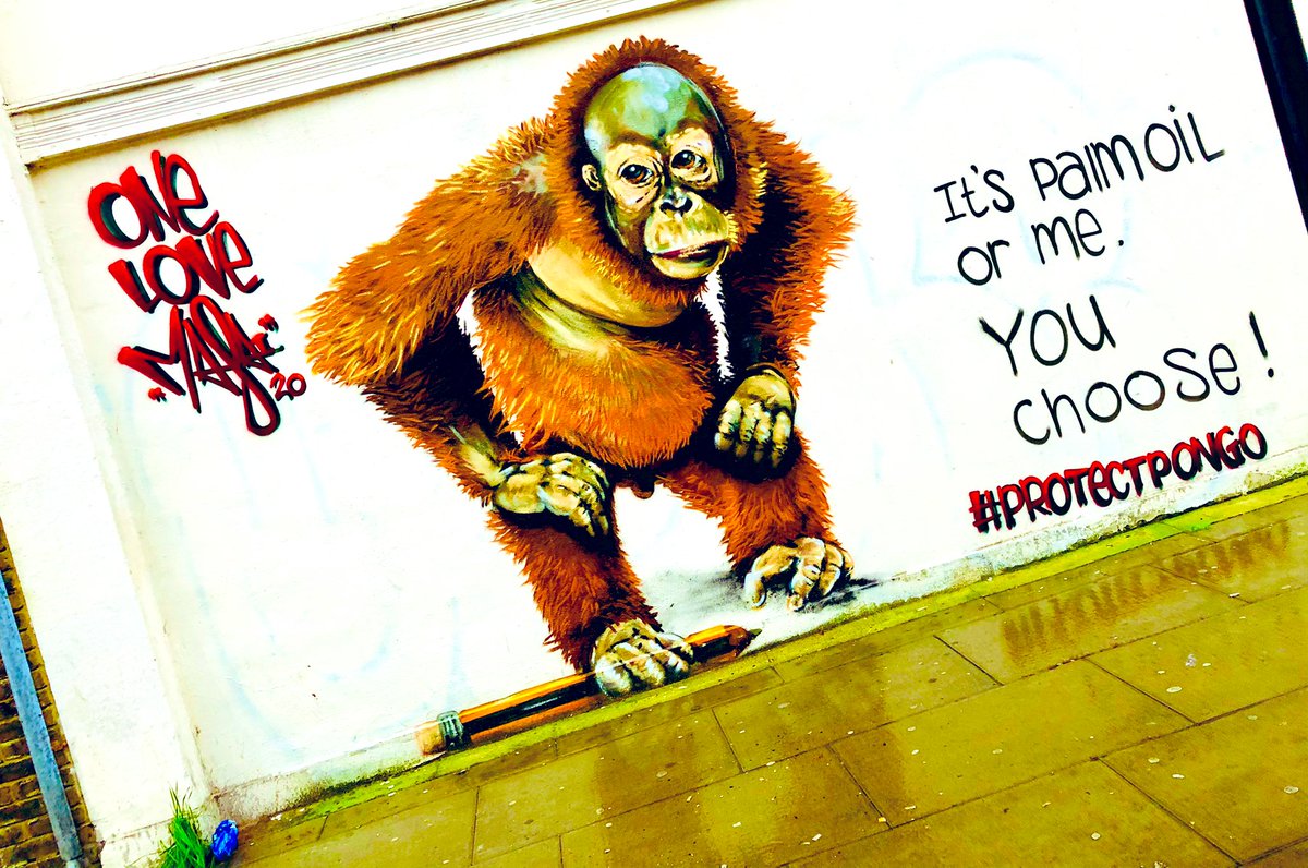 RedRoomOnly's tweet photo. Walked back down the high road in the pouring rain to take a pic of him and he was worth it, quite chuffed I spotted him 😊
#MyFav 🧡🦧🧡 #ProtectPongo #StreetArt #N22 https://t.co/mir3mBqvtA