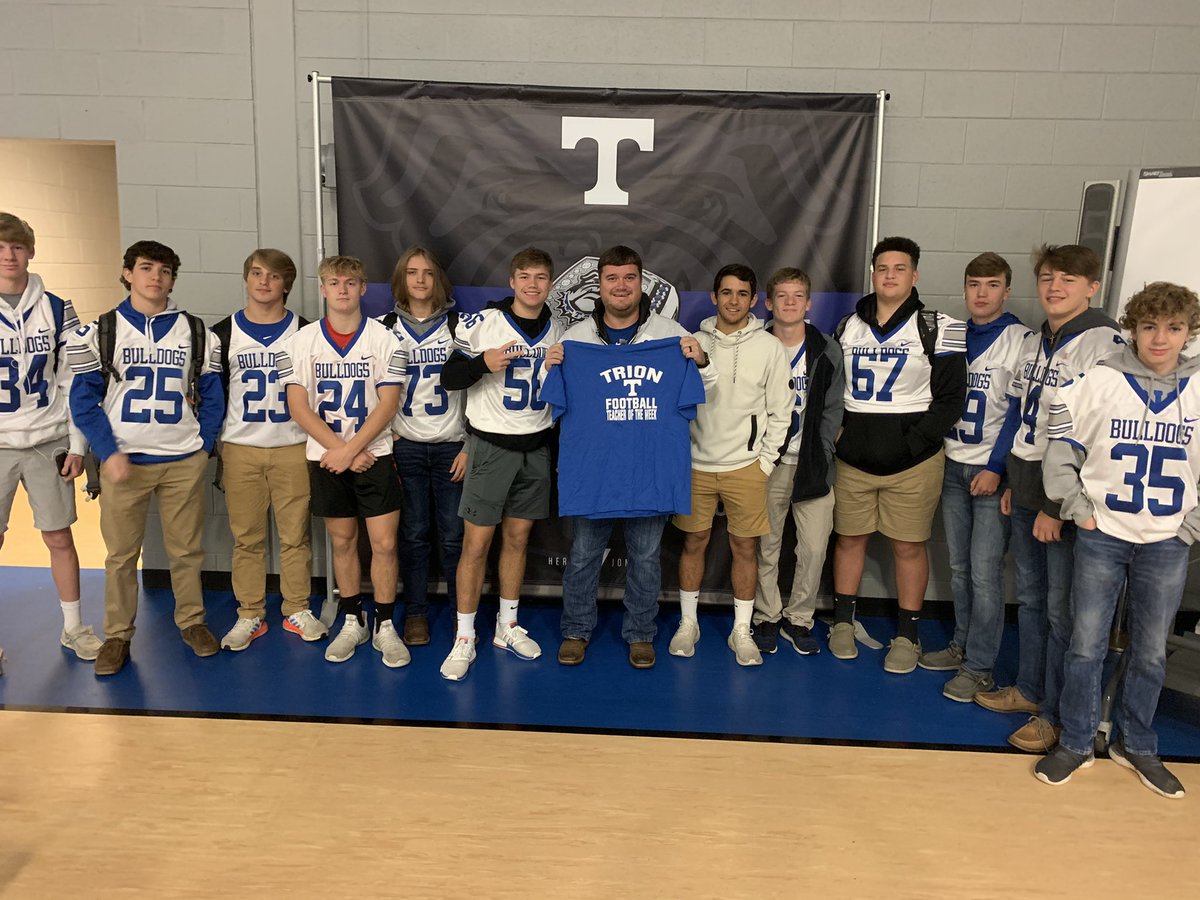 TrionFootball1's tweet photo. Teacher of the Week: Mr. Trent Stamey. Thank you so much for your hard work and dedication to our students. Go Dogs! https://t.co/0QLXZNiR7j