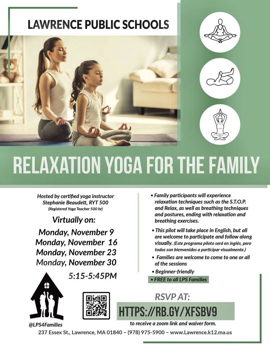 LPS_Education's tweet photo. 🧘 Free live virtual yoga sessions for LPS families every Monday in November — attend some or all! See details below &amp; RSVP at https://t.co/3MzsFOLNHu https://t.co/JSWbuaZdwD