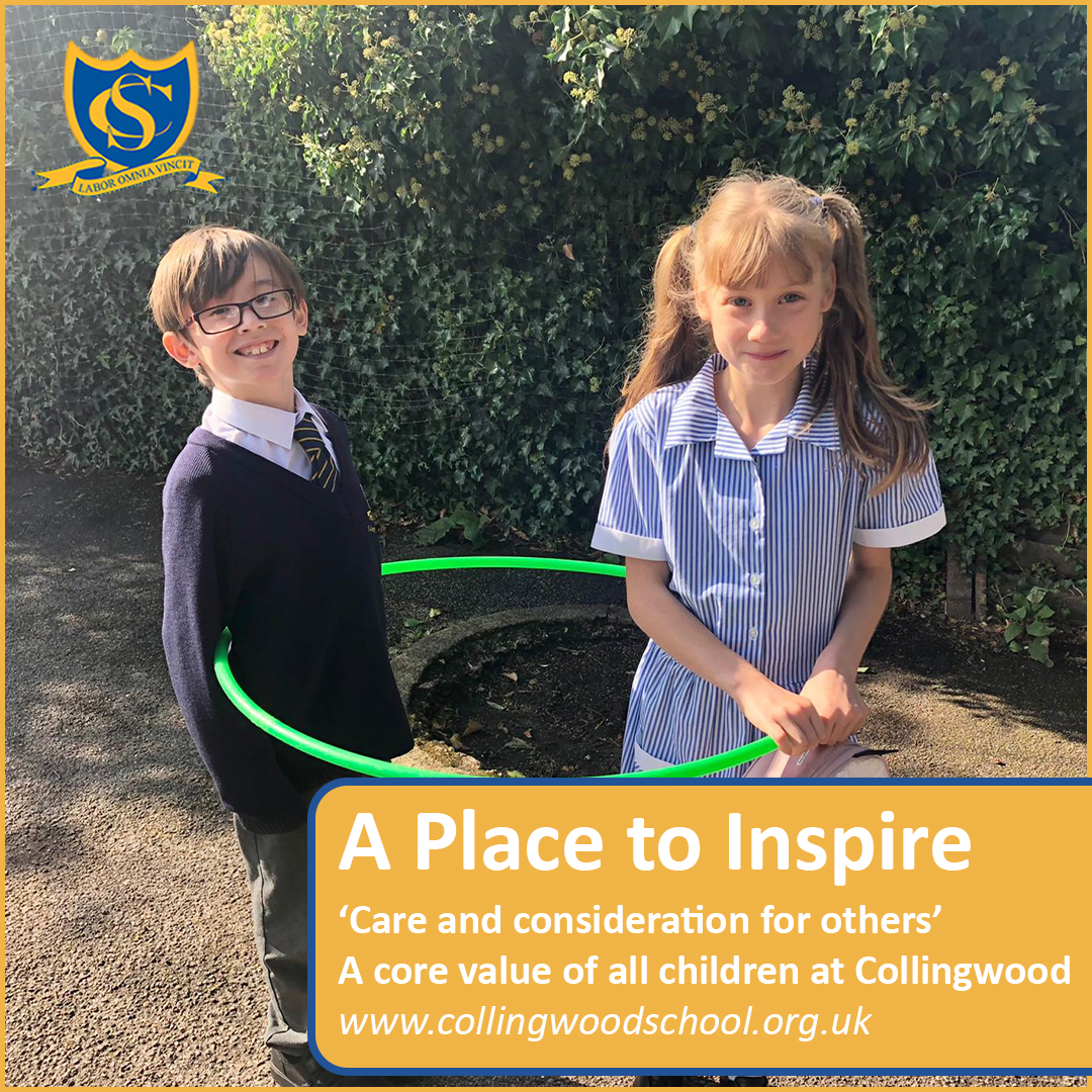 A Place to Inspire 
‘Care and consideration for others’ 
A core value of all children at Collingwood 
collingwoodschool.org.uk 
#education #independentschool #school #elementaryschool #preschool #prepschool #kindergarten #learning #legacyofexcellence #students #primaryschool