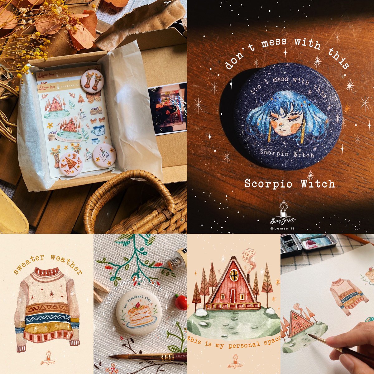 bemzenit's tweet photo. @PearlescentRain Just here to browse artworks but dropping mine too 🙈💖 I usually do whimsical watercolor art and then I make them into button pins + stickers ✨

More on IG/YouTube @bemzenit and https://t.co/QXhXYfw5XZ 💛 https://t.co/jX3fii4F8Y