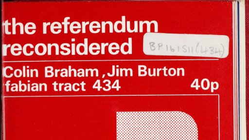 Cropped image of the cover of the Fabian Track 434 titled "The Referendum Reconsidered".