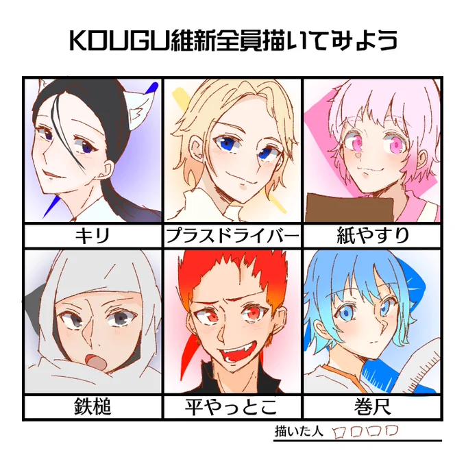 #KOUGU維新全員描いてみよう #KOUGU維新ファンアートお借りしました!時間あれば丸.ノ.コたちも描きたい… 